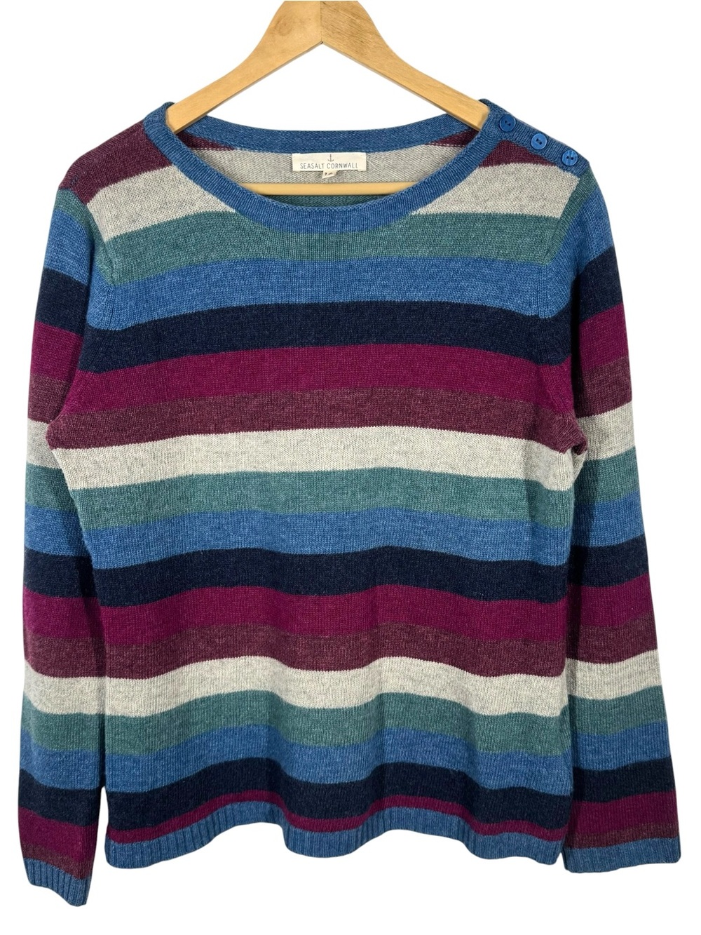 SEASALT CORNWALL Trumpet Jumper Stripe Wool Sweater Women’s UK 16 US 6/8